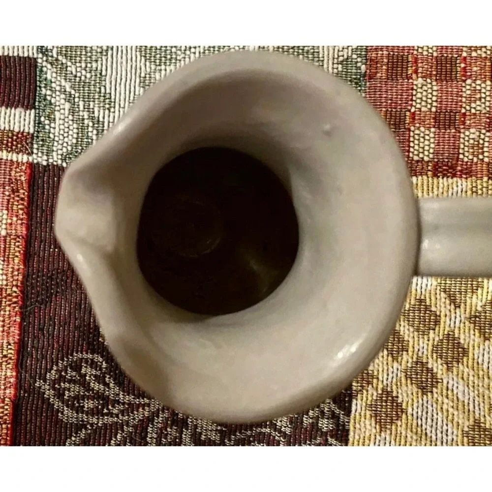 Williamsburg Salt Glaze Pottery Creamer/Small Pitcher Cobalt Blue Tulip 3